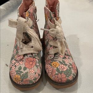 Cat & Jack Floral Kids Boots with Pink and Green